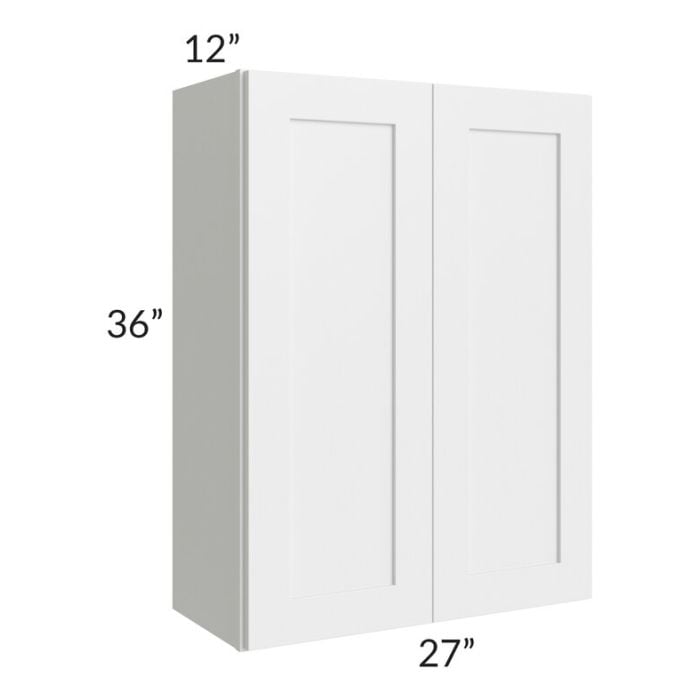 RTA Southport White Shaker 27" x 36" Wall Cabinet with 1 Decorative End Panel