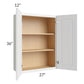 RTA Southport White Shaker 27" x 36" Wall Cabinet with 1 Decorative End Panel and Glass Door