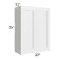 RTA Southport White Shaker 27" x 36" Wall Cabinet with 2 Decorative End Panels