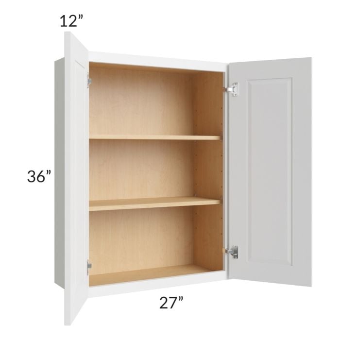 RTA Southport White Shaker 27" x 36" Wall Cabinet with 2 Decorative End Panels