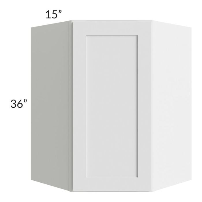 RTA Southport White Shaker 27" x 36" Wall Diagonal Corner Cabinet