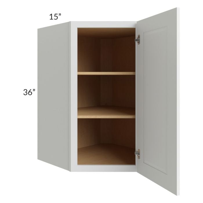 RTA Southport White Shaker 27" x 36" Wall Diagonal Corner Cabinet