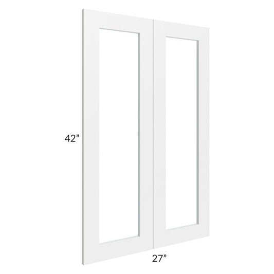 RTA Southport White Shaker 27" x 42" Glass Doors Only