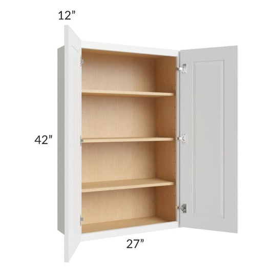 RTA Southport White Shaker 27" x 42" Wall Cabinet with Glass Door