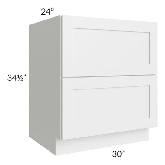 RTA Southport White Shaker 30" 2-Drawer Base Cabinet with 2 Decorative End Panels