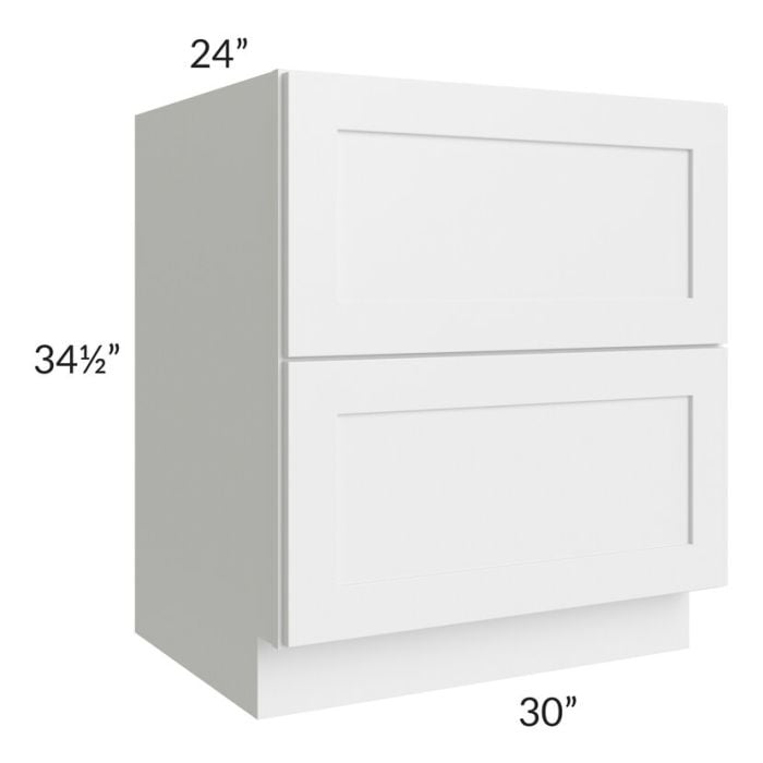 RTA Southport White Shaker 30" 2-Drawer Base Cabinet