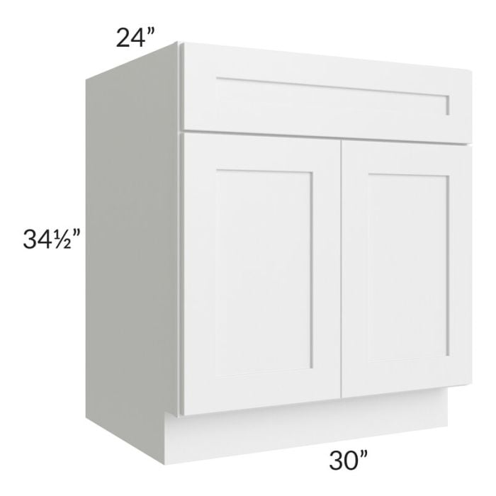 RTA Southport White Shaker 30" Base Cabinet with 1 Roll Out Tray