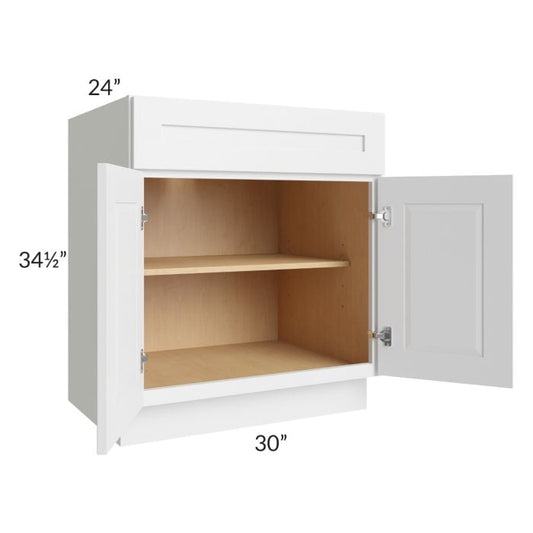 RTA Southport White Shaker 30" Base Cabinet with 2 Decorative End Panels and 1 Roll Out Tray