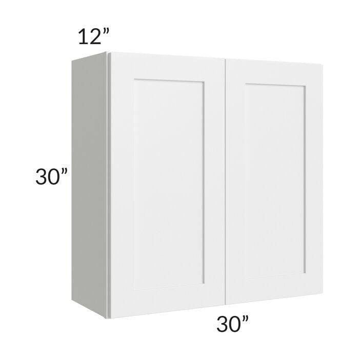 RTA Southport White Shaker 30" x 30" Wall Cabinet with 1 Decorative End Panel