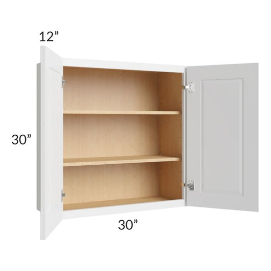RTA Southport White Shaker 30" x 30" Wall Cabinet with 1 Decorative End Panel