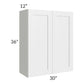 RTA Southport White Shaker 30" x 36" Wall Cabinet with 2 Decorative End Panels