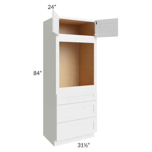 RTA Southport White Shaker 31.5" x 84" Oven Cabinet with 2 Decorative End Panels