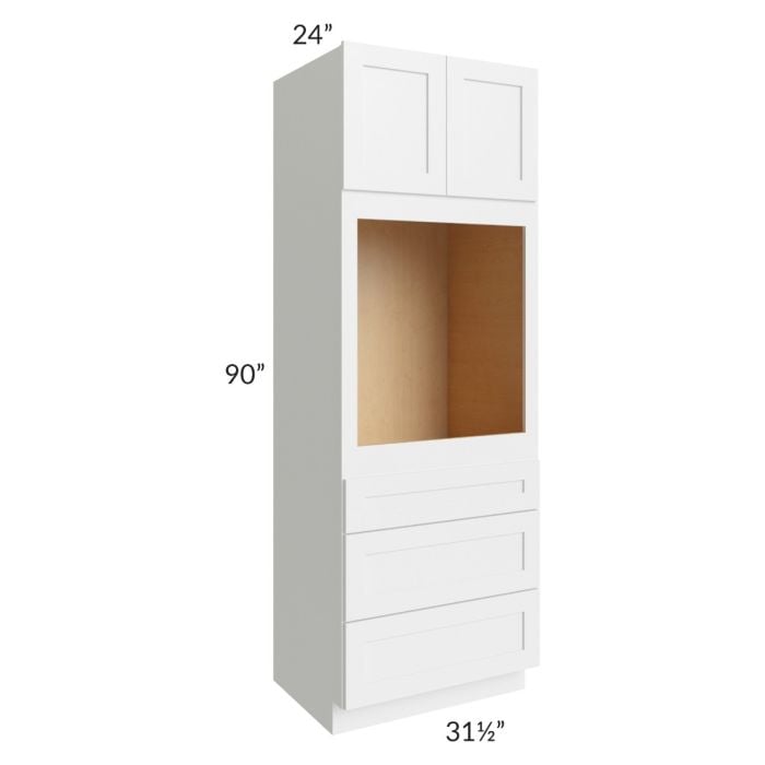 RTA Southport White Shaker 31.5" x 90" Oven Cabinet with 1 Decorative End Panel