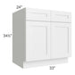RTA Southport White Shaker 33" Base Cabinet with 1 Decorative End Panel and 1 Roll Out Tray