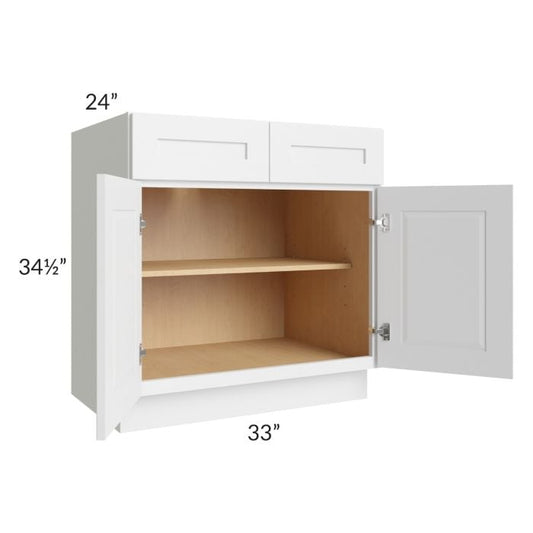 RTA Southport White Shaker 33" Base Cabinet with 2 Decorative End Panels and 1 Roll Out Tray