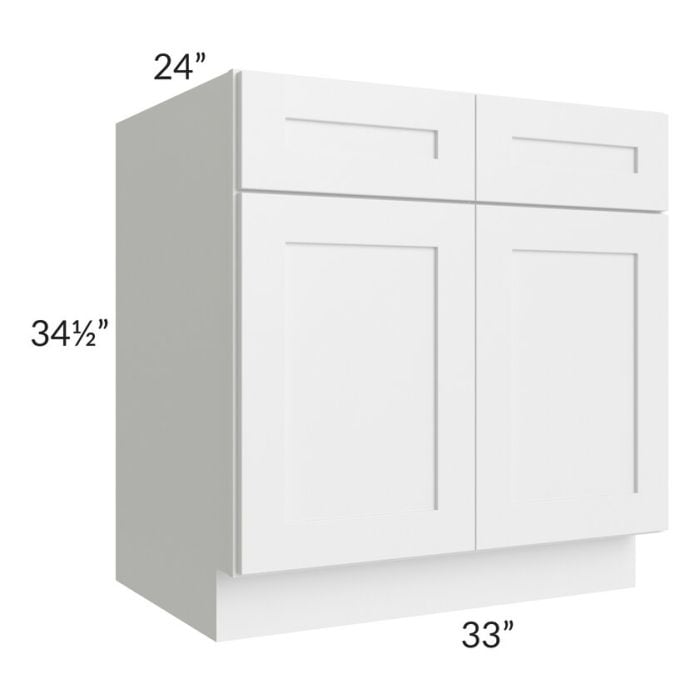 RTA Southport White Shaker 33" Base Cabinet with 2 Decorative End Panels and 2 Roll Out Trays