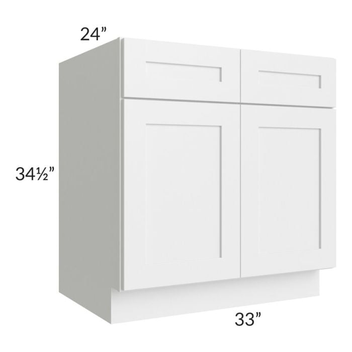RTA Southport White Shaker 33" Sink Base Cabinet with 2 Decorative End Panels