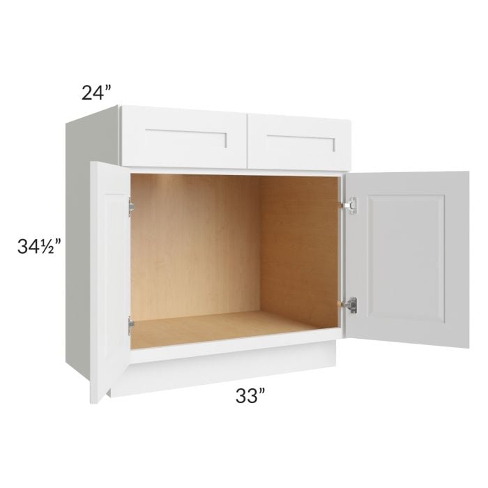 RTA Southport White Shaker 33" Sink Base Cabinet with 2 Decorative End Panels