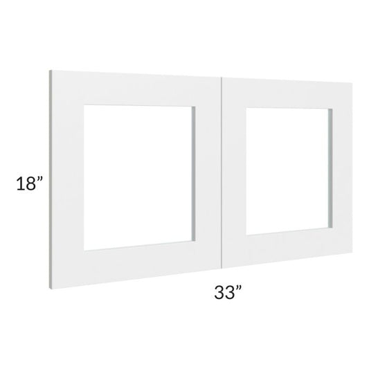RTA Southport White Shaker 33" x 18" Glass Door Only