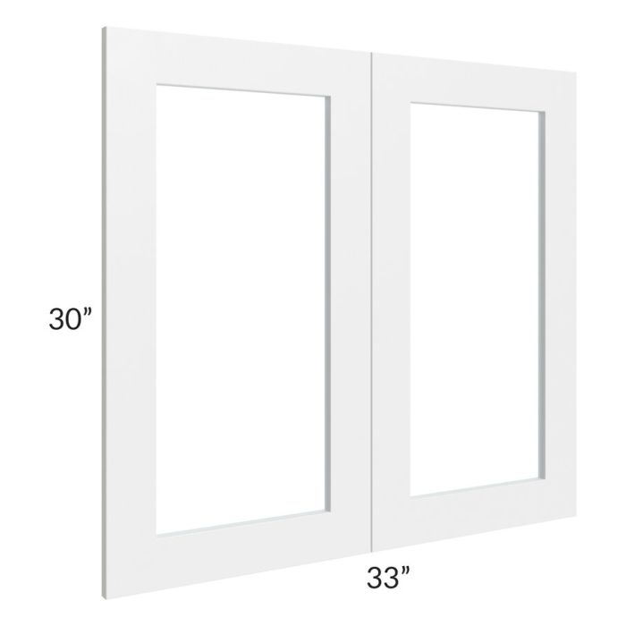 RTA Southport White Shaker 33" x 30" Glass Doors Only