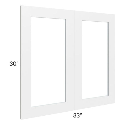 RTA Southport White Shaker 33" x 30" Glass Doors Only