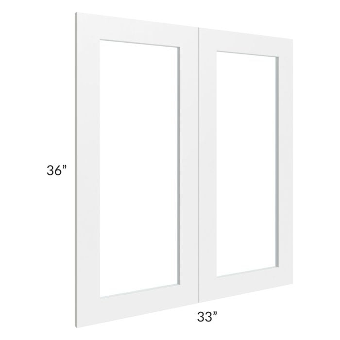 RTA Southport White Shaker 33" x 36" Glass Doors Only