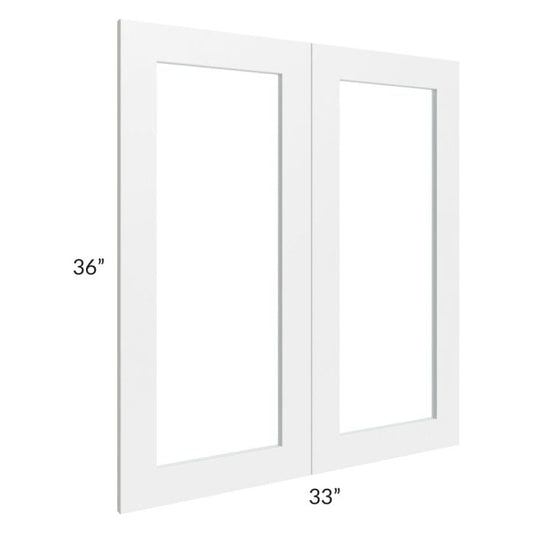 RTA Southport White Shaker 33" x 36" Glass Doors Only