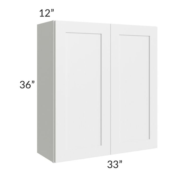 RTA Southport White Shaker 33" x 36" Wall Cabinet with 1 Decorative End Panel