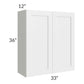 RTA Southport White Shaker 33" x 36" Wall Cabinet with 2 Decorative End Panels
