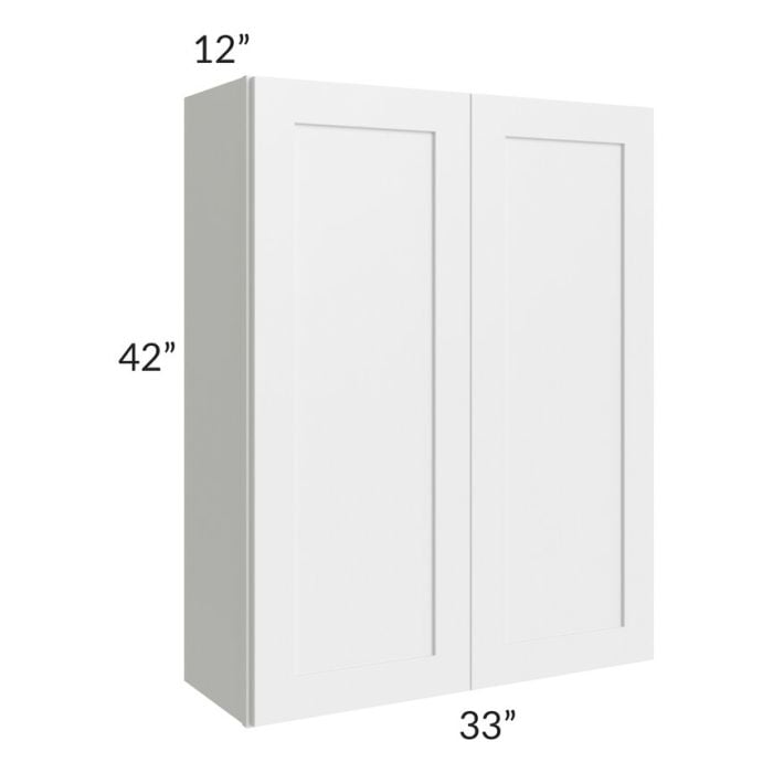 RTA Southport White Shaker 33" x 42" Wall Cabinet with 1 Decorative End Panel