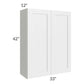 RTA Southport White Shaker 33" x 42" Wall Cabinet with Glass Door
