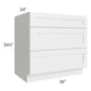 RTA Southport White Shaker 36" 3-Drawer Base Cabinet with 2 Decorative End Panels