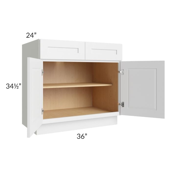 RTA Southport White Shaker 36" Base Cabinet with 1 Roll Out Tray