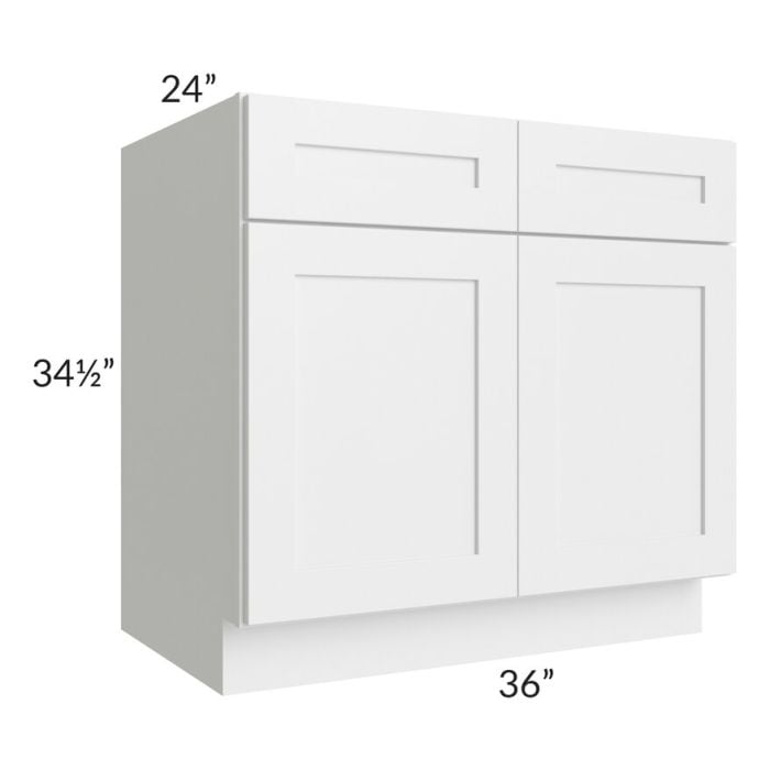 RTA Southport White Shaker 36" Base Cabinet with 2 Decorative End Panels