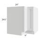 RTA Southport White Shaker 36" Corner Base Cabinet (Trays sold separately for a Lazy Susan application) with 1 Decorative End Panel