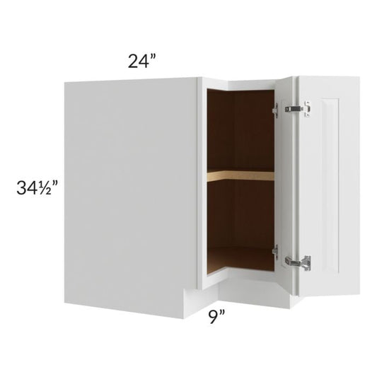 RTA Southport White Shaker 36" Corner Base Cabinet (Trays sold separately for a Lazy Susan application) with 2 Decorative End Panels and Lazy Susan Trays