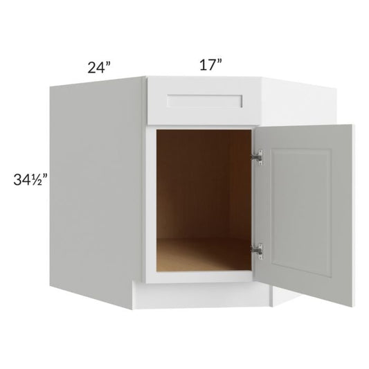 RTA Southport White Shaker 36" Diagonal Corner Sink Base Cabinet with 1 Decorative End Panel