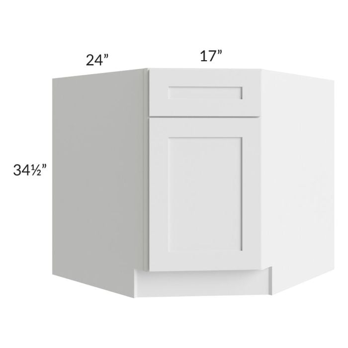 RTA Southport White Shaker 36" Diagonal Corner Sink Base Cabinet with 2 Decorative End Panels