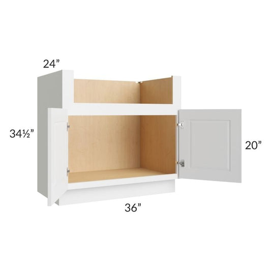 RTA Southport White Shaker 36" Farm Sink Base Cabinet
