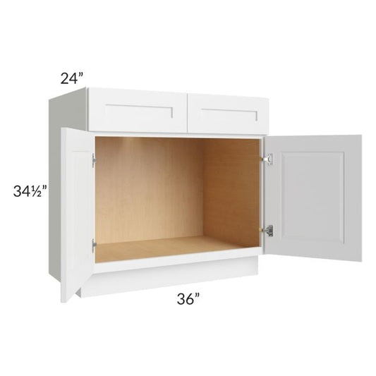 RTA Southport White Shaker 36" Sink Base Cabinet
