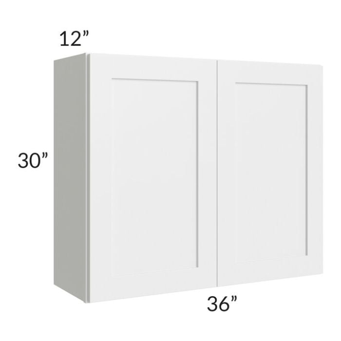 RTA Southport White Shaker 36" x 30" Wall Cabinet with 1 Decorative End Panel