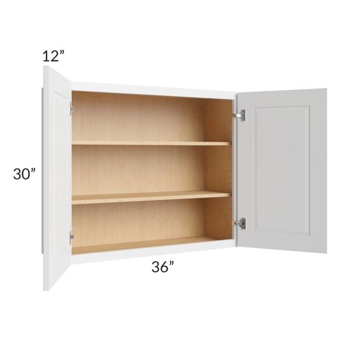 RTA Southport White Shaker 36" x 30" Wall Cabinet with 1 Decorative End Panel