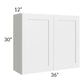 RTA Southport White Shaker 36" x 30" Wall Cabinet with 2 Decorative End Panels