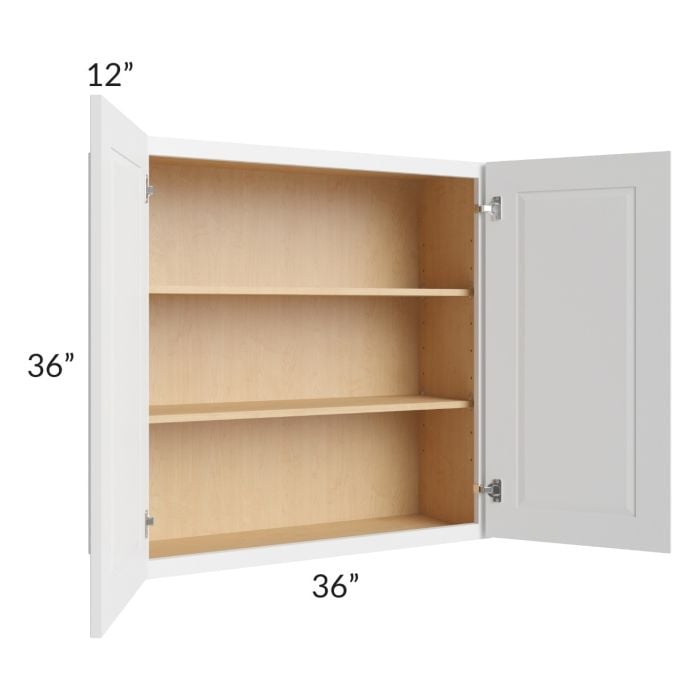 RTA Southport White Shaker 36" x 36" Wall Cabinet with 1 Decorative End Panel