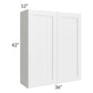 RTA Southport White Shaker 36" x 42" Wall Cabinet with Glass Door