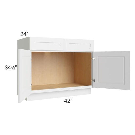RTA Southport White Shaker 42" Sink Base Cabinet with 2 Decorative End Panels