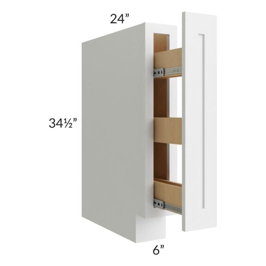 RTA Southport White Shaker 6" Spice Base Cabinet with 2 Decorative End Panels