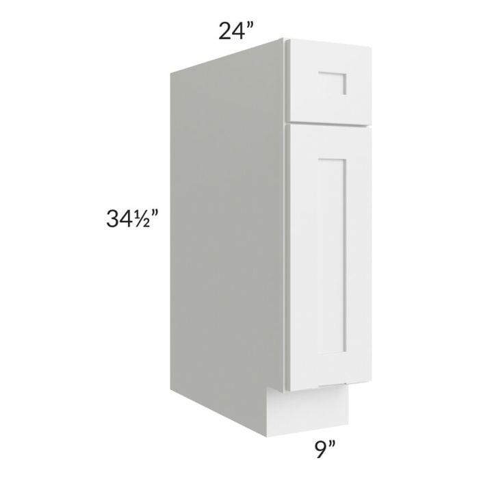 RTA Southport White Shaker 9" Base Cabinet with 2 Decorative End Panels
