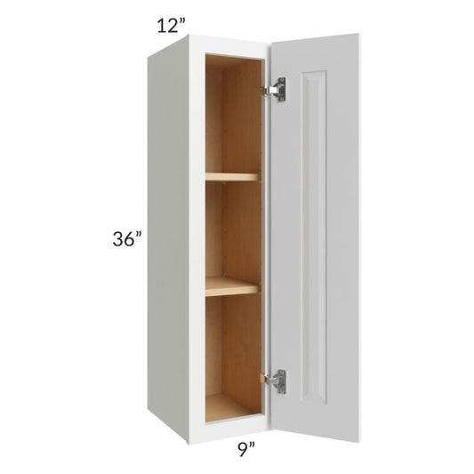 RTA Southport White Shaker 9" x 36" Wall Cabinet with 2 Decorative End Panels