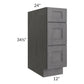 RTA Stone Grey 12" 3-Drawer Base Cabinet with 2 Decorative End Panels